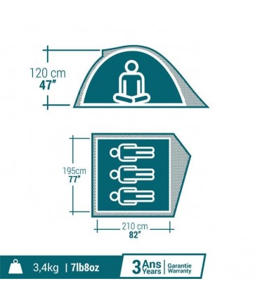 چادر کمپینگ 3 نفره دکتلون 